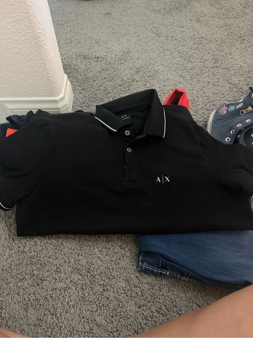 Armani Exchange Dark Polo with White Accents